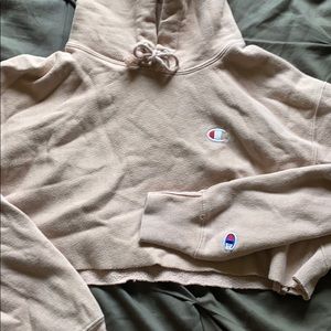 Light Pink Champion Cropped Hoodie